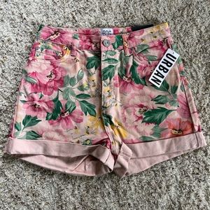 Pink, Floral Mom Shorts